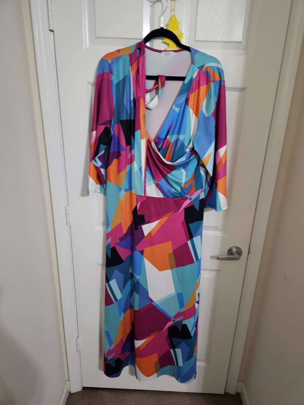 Colorblock Geometric Maxi Wrap Dress - Multicolor